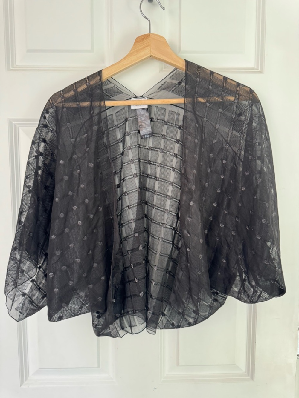 Vintage Armani Silk blend Sheer Black Shrug Bolero made in Italy Y2K